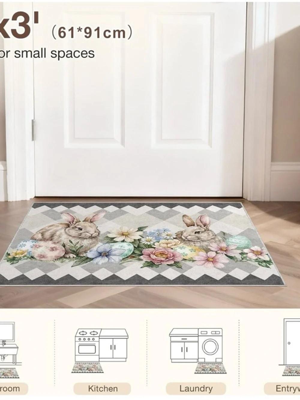 Spring Bunny Rabbit Rug - Picture 3 of 10